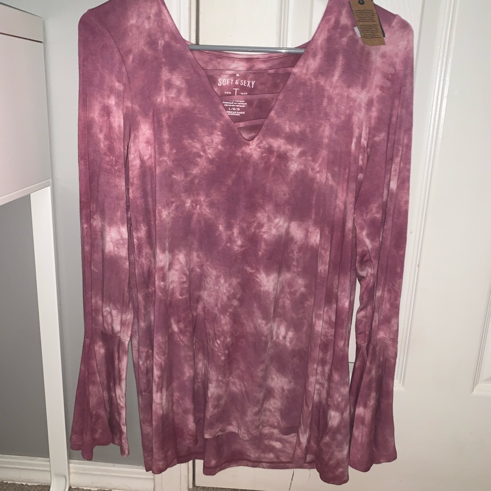 Purple Tie Dye Bell Sleeve American Eagle Top
